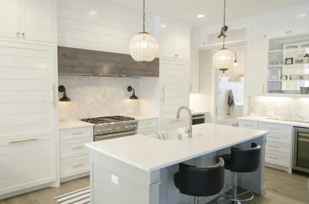 Finished white kitchen after repairs